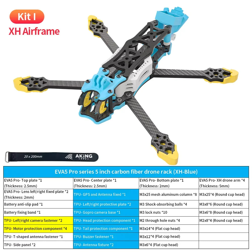 GYFPV 5 Inch DC/XH FPV Drone Frame, Freestyle Racing Quadcopter Support DJI O4 Pro Digital & Analog FPV System