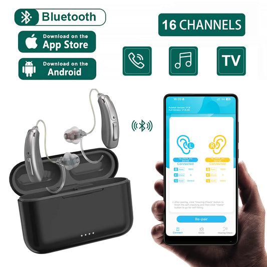 HearingUnion Bluetooth Hearing Aids Rechargeable with Noise Cancellation