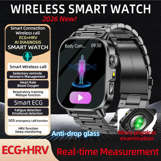 LIGE New ECG+PPG Smart Watch Blood Fat Uric Acid Blood Pressure Body Temperature Bluetooth Call Men Women Health Smartwatch 2026
