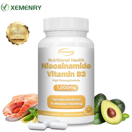 Niacinamide Vitamin B3 Capsules - Supports Skin, Brain Function and Heart Health, Boosts Energy and Improves The Immune System