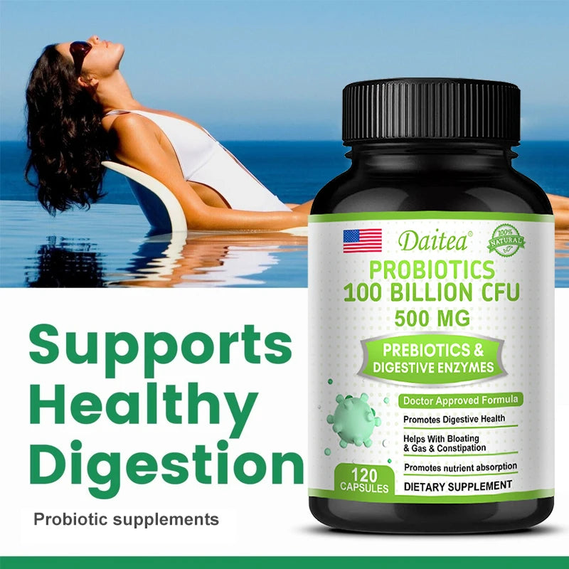 Probiotics 100 Billion CFU with Prebiotics & Digestive Enzymes, Gut Health, Digestion, Bloating Relief & Immune Support
