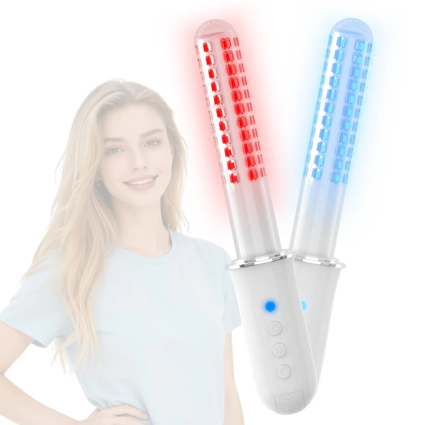 Vaginal Hygiene Care Wand 136 Light Diode Red&Blue Light TherapyDevice for Vaginitis&Incontinence IPX5 Waterproo Female Vaginal Health Device Intimate Red&Blue Light Device Reduces Inflammation&Promotes Women's Health PH Bala
