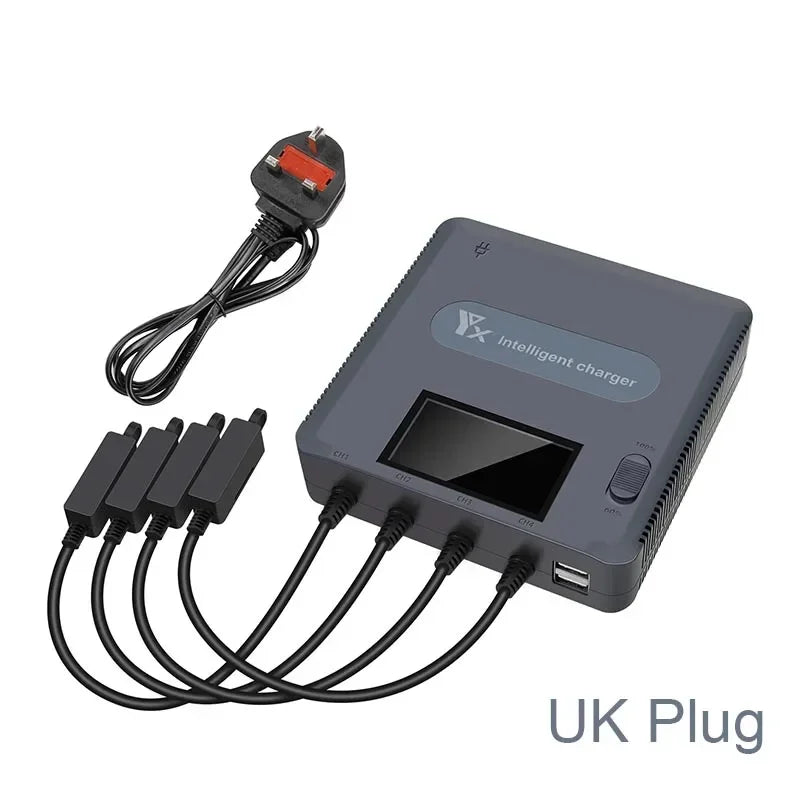 6-in-1 Digital Display Battery Charger for DJI Mavic Air 2/2S Drone Battery Charging Hub, Fast Smart Battery Charger with USB