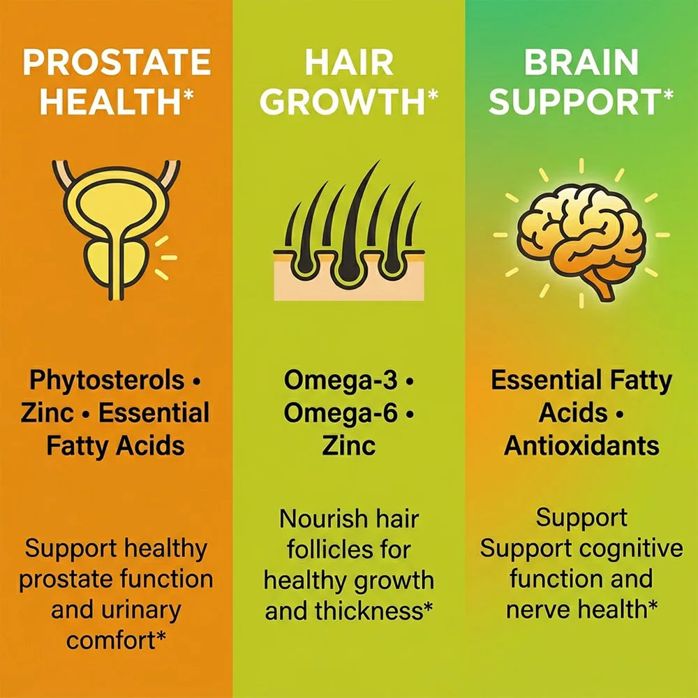 Pumpkin Seed Oil Capsules 1000mg, Supports Prostate, Urinary, Bladder & Hair Health for Men, Cardiovascular Health, Non-GMO