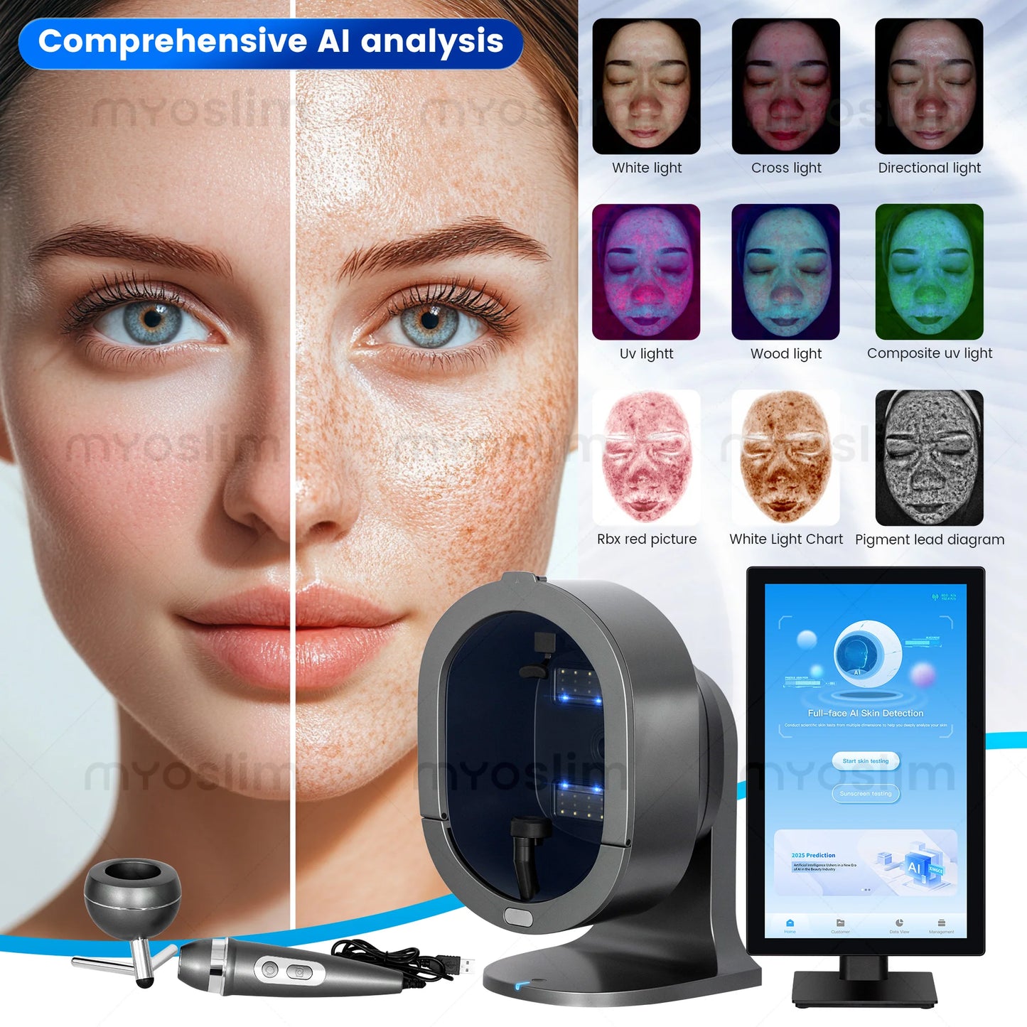 Myoslim 3D AI Facial Skin Analyzer Pro X5 Acne Scanner