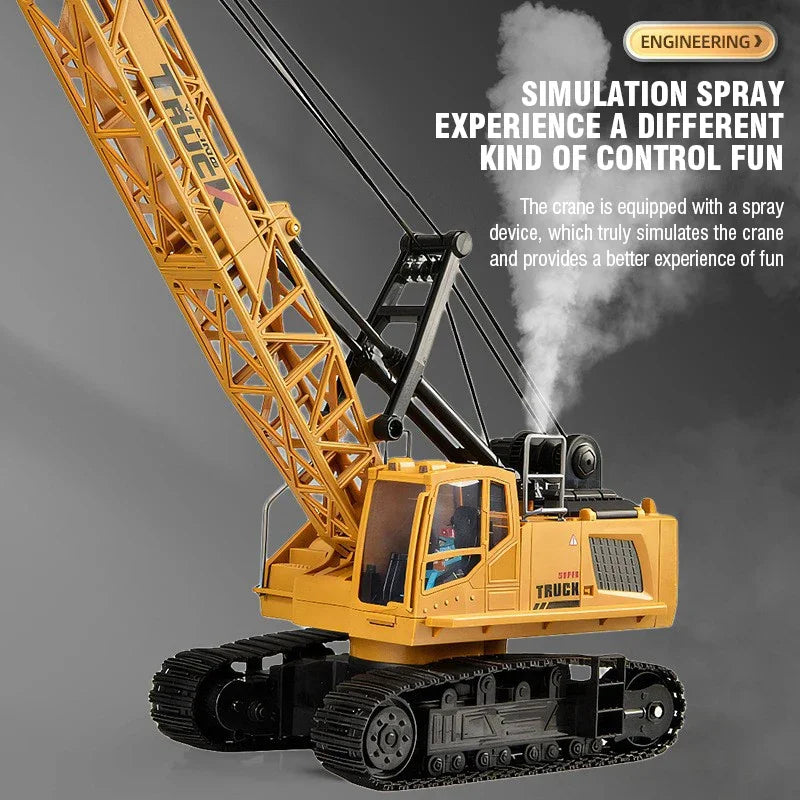 Big Rc Truck Alloy Crane 2.4G Remote Control Truck 9Ch 11Ch 13Ch 15Ch Spray Toy Radio Controlled Engineering Vehicle Excavator