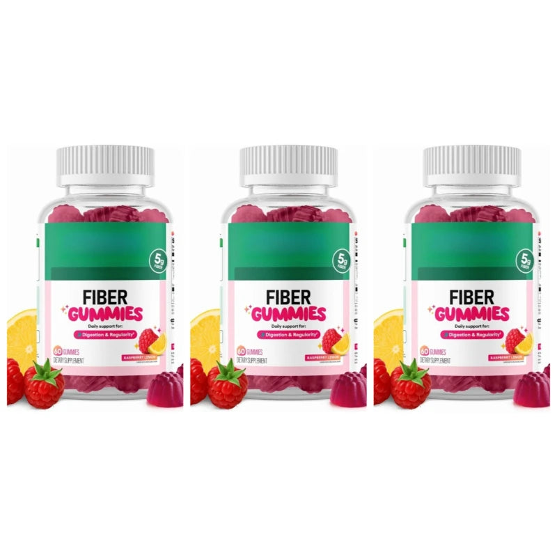Fiber Gummies for Digestive Health and Regularity - Raspberry Lemon Flavor  Natural Chicory Root Prebiotic Fiber - Daily Gummy