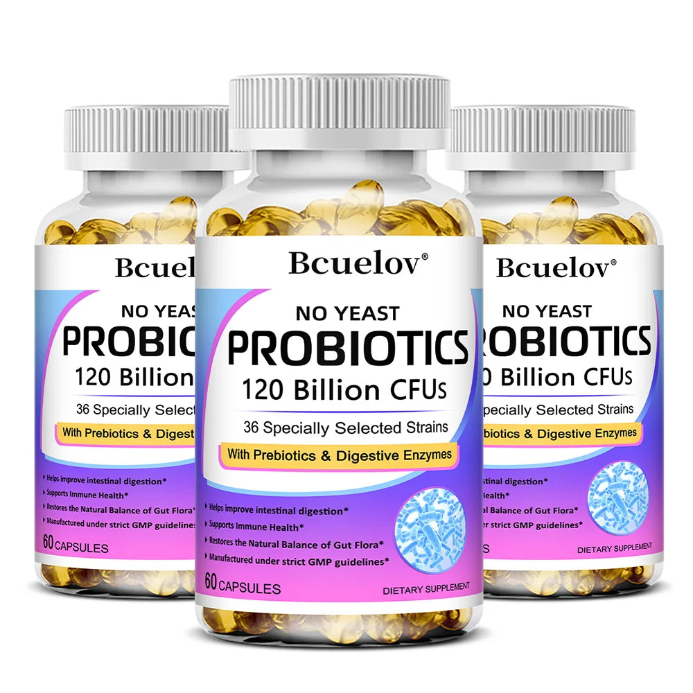 Probiotics 120 Billion CFU with Prebiotics & Digestive Enzymes, Supports Digestion, Gut Flora, Bloating Relief & Immune Health