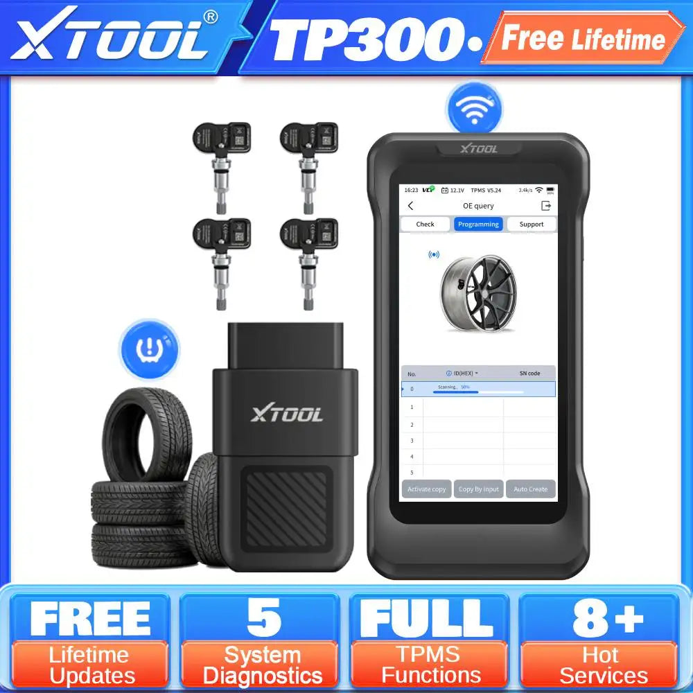XTOOL TP300 TPMS Programming Scanner TPMS System Health Check 5 System Automotive Diagnostic Tools 8 Resets Lifetime Free Update