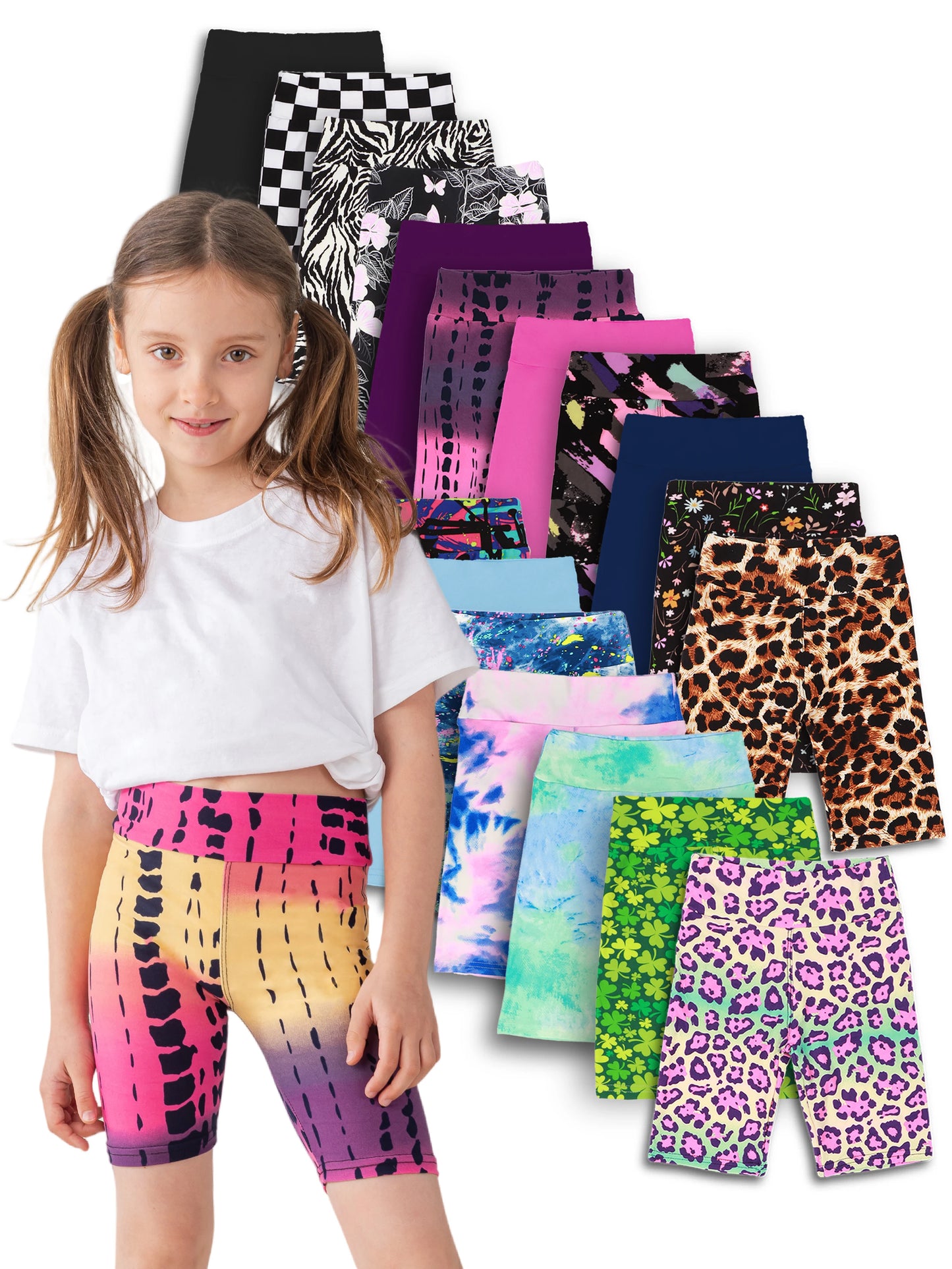 Girls Yoga Band Soft Stretch Bermuda Shorts High Waist Leggings