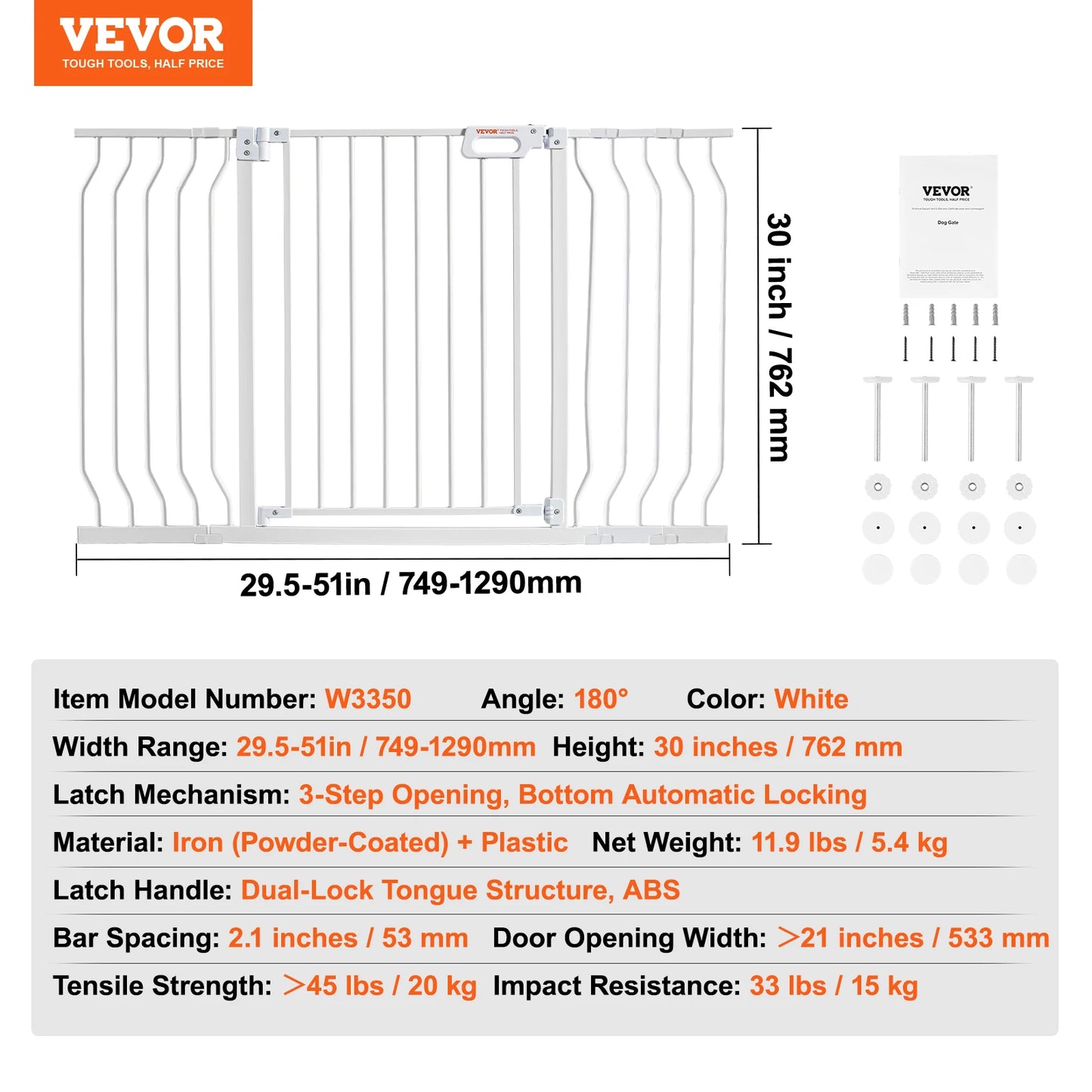 SucceBuy Baby Gate Walk-Through Pressure Mount for Pets and Kids