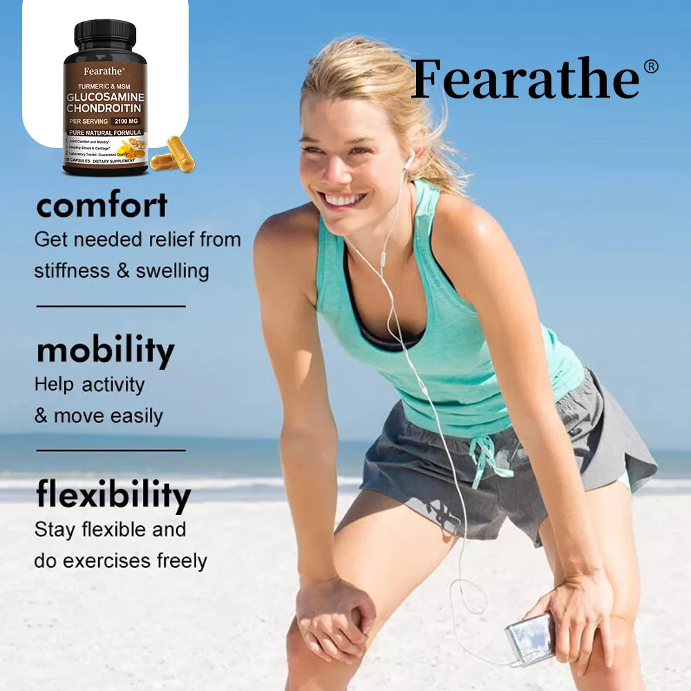 Glucosamine Chondroitin MSM Capsules 2100mg, Support Joint Mobility, Cartilage Flexibility Health, Back & Knee Comfort