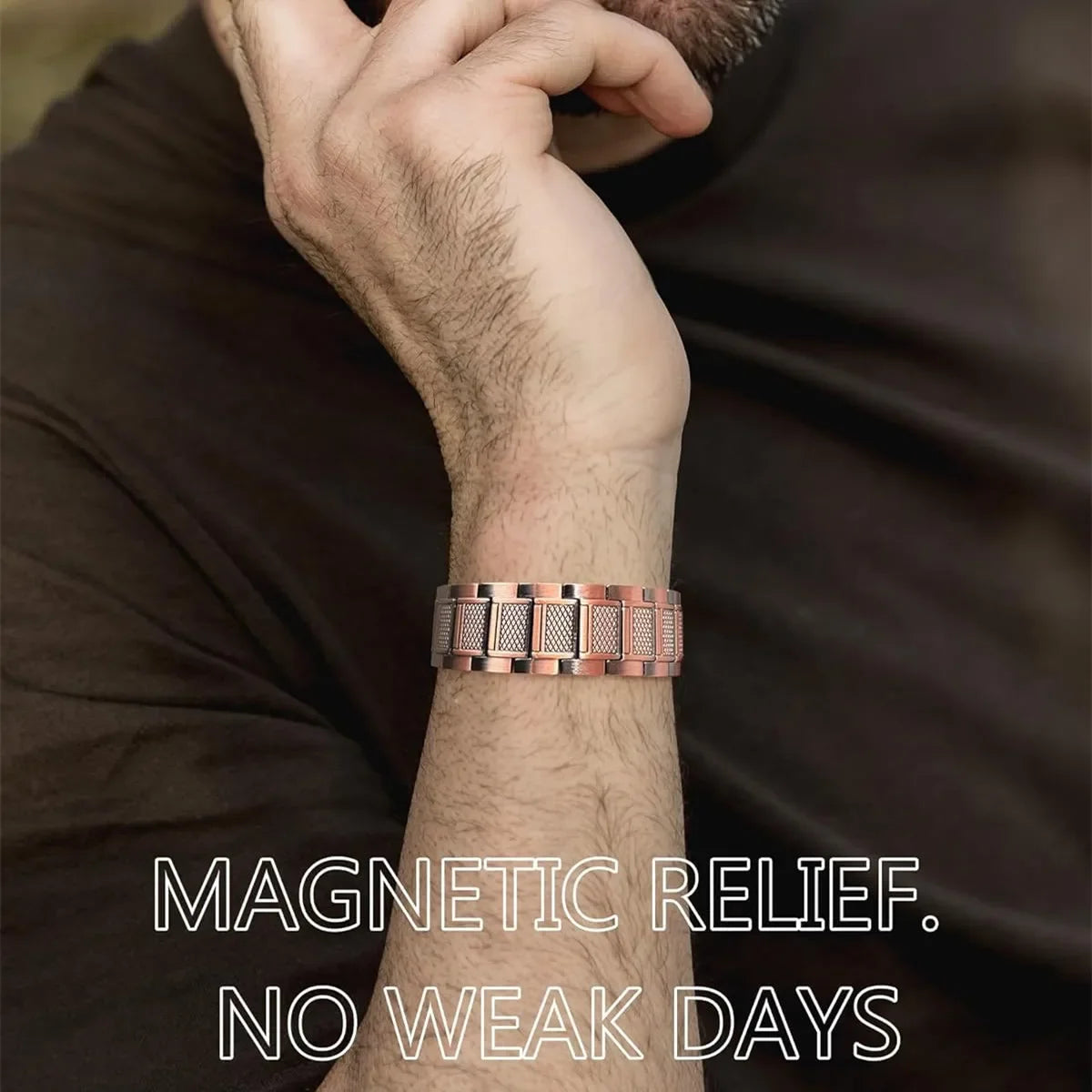 Premium Copper Bracelet for Men  Health with Grid Pattern Design Magnetic Wristband Jewelry Gifts