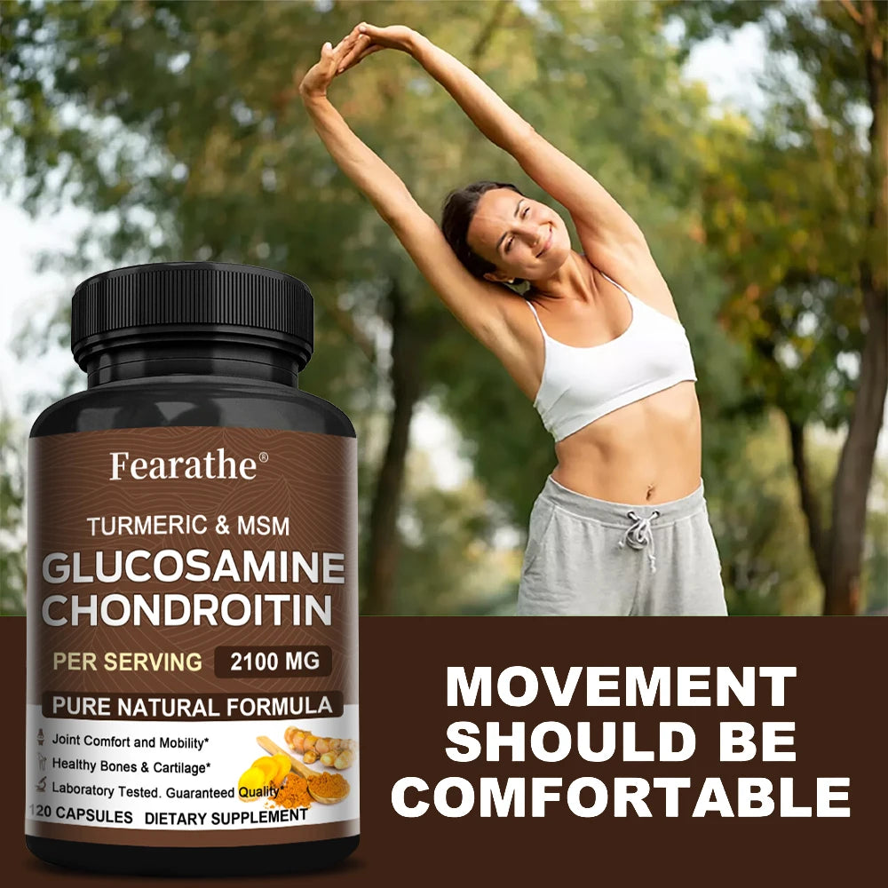 Glucosamine Chondroitin MSM Capsules 2100mg, Support Joint Mobility, Cartilage Flexibility Health, Back & Knee Comfort