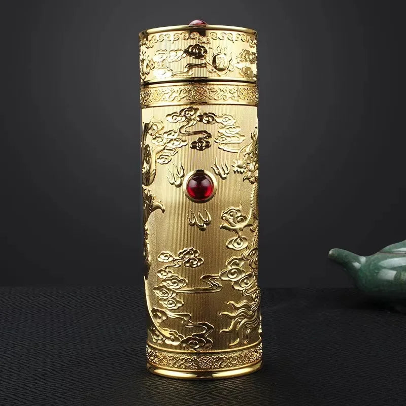 350ML Thermos Cup,999 Silver Plated Inner Liner,Dragon And Phoenix Pattern,Health Care Antibacterial,Gift,High-end Water bottle