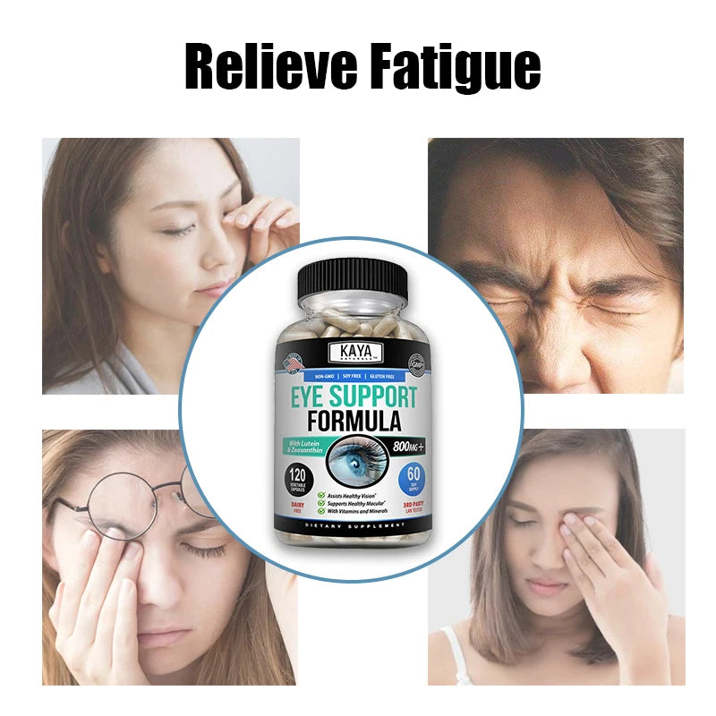 Eye Support Capsules, Lutein, Bilberry - Improve Vision Health, Macula, Healthy Macula, Blue Light & Eye Fatigue Relief