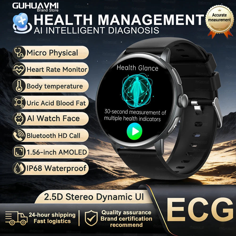 2026 New Body Analysis Health Smart Watch Blood oxygen Pressure Body Fat ECG+PPG Call AI Voice Assistant Smart Watch Men Women