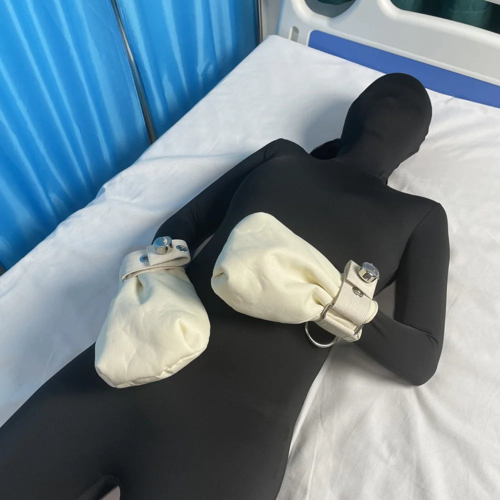 Medical Restraint Gloves Cruled Fist Anti-extubation Anti-self-harm Protective Mitts Patient Hand Restraint Gloves for Hospital