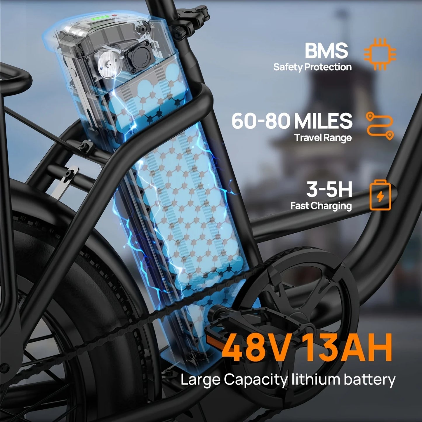 URLIFE E20 1000W Electric Bike 48V Removable Battery Disc Brakes