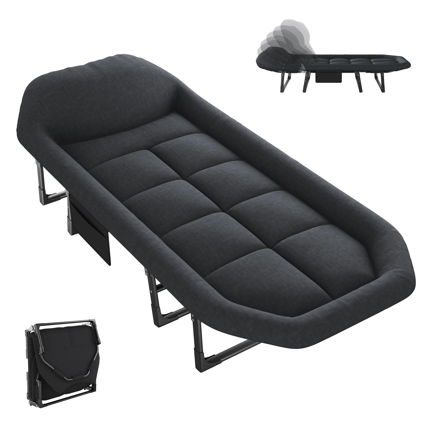 JHK Folding Camping Bed With Mattress And Carry Bag