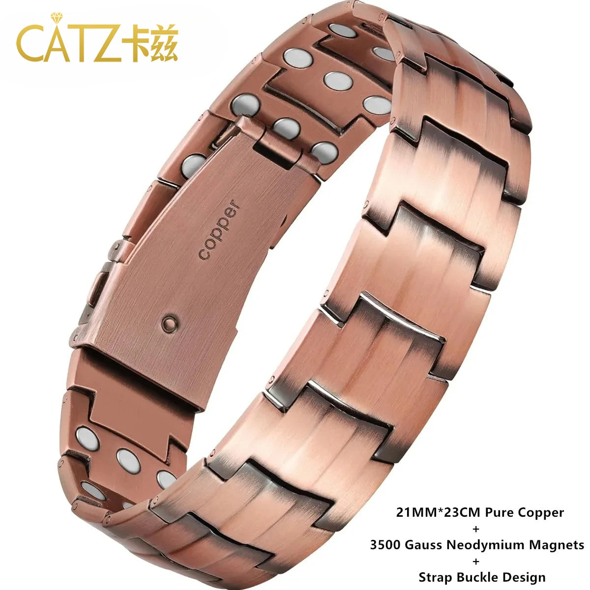 Premium Copper Bracelet for Men  Health with Grid Pattern Design Magnetic Wristband Jewelry Gifts