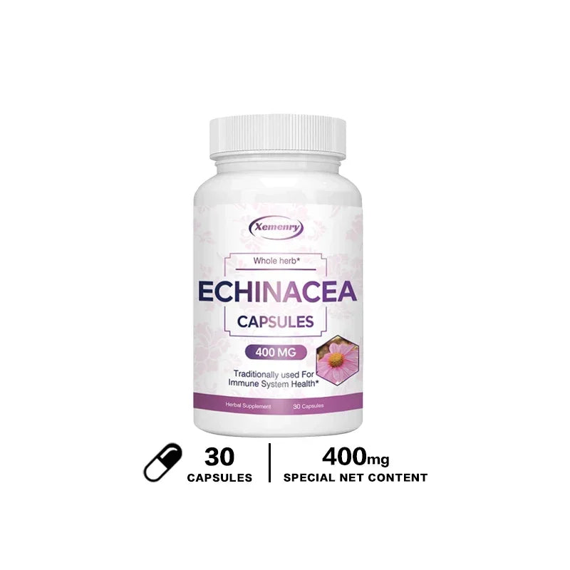 Echinacea Capsules 400 Mg - Supports Immune and Respiratory Health and Reduces The Length of Colds Supplement