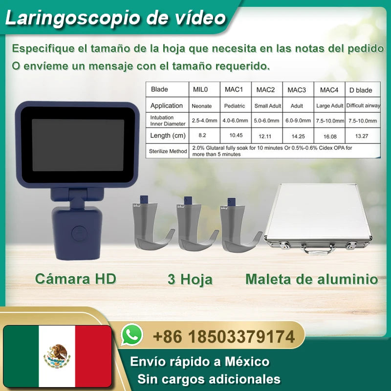 Core-Ray HD Touch Screen Anesthesia Video Laryngoscope With Six Blade Options