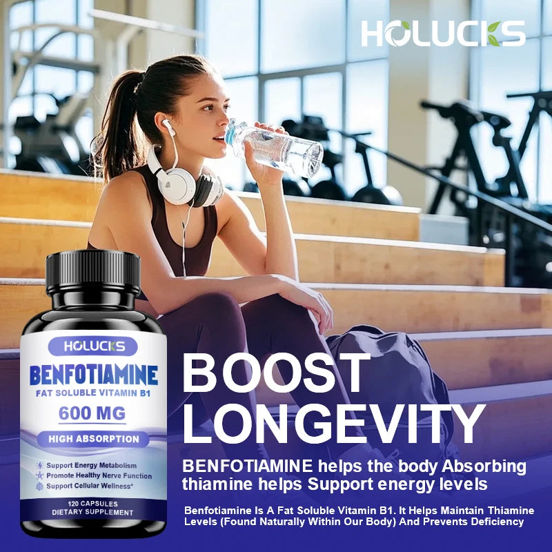 Benfotiamine Capsules, Help Maintain Healthy Glucose Metabolism, Support Nerve Health, Cellular Protection, Antioxidant Defense