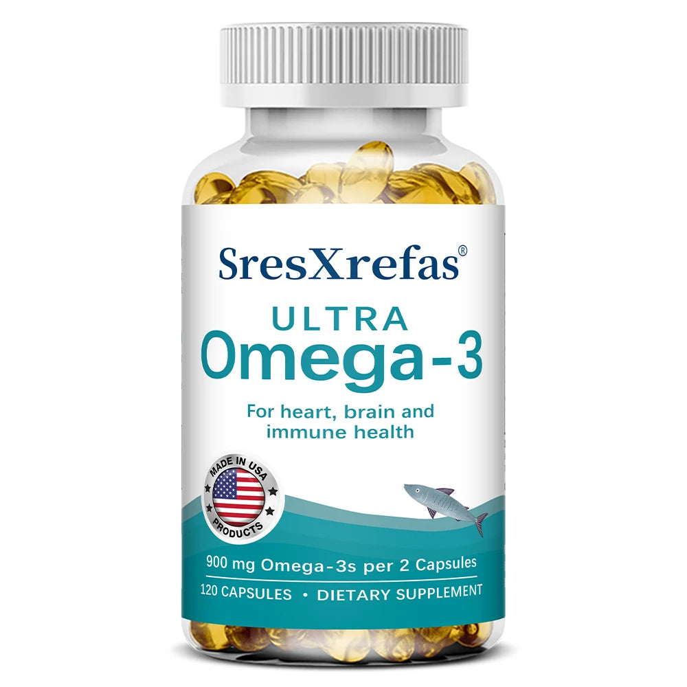 Omega 3 Fish Oil with EPA & DHA, High Absorption Fatty Acids, Heart & Brain Health, Vision, Skin Hair & Nervous System Care
