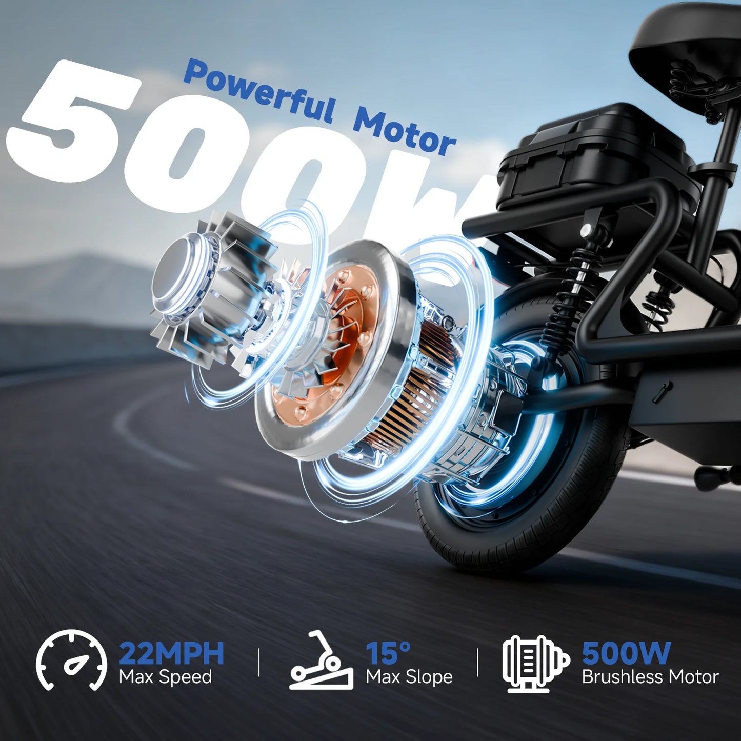 AOVOPRO 500W Folding Electric Bicycle 14 Inch 10.4Ah Battery