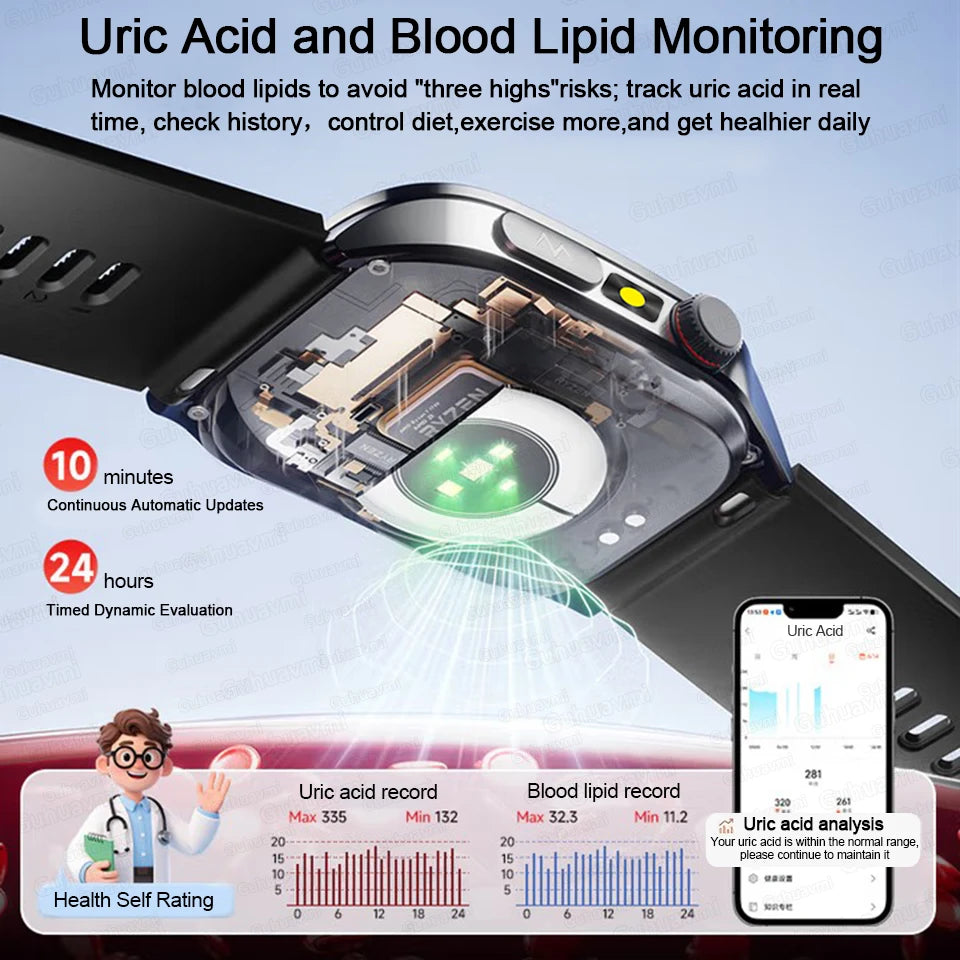 2026New ECG Monitoring Smart Watch 1.95-inch AMOLED Screen Dual-Probe Laser Health Bluetooth Call Waterproof Sports Smartwatches