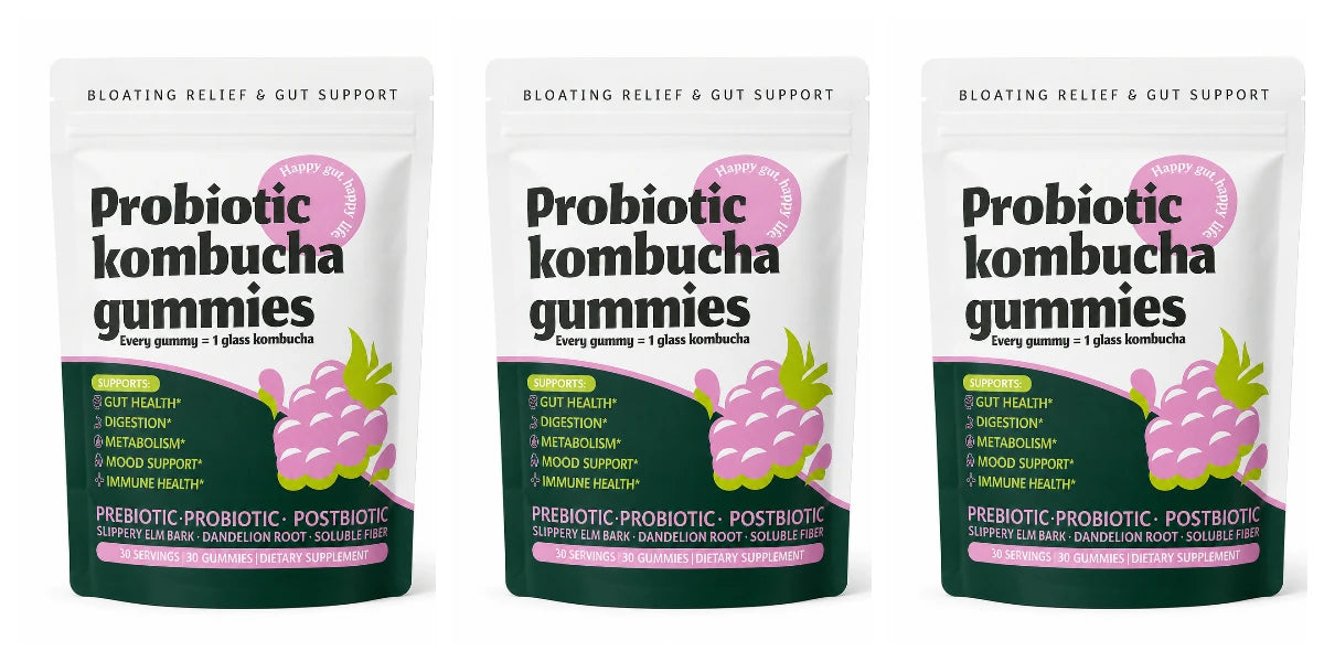 Probiotic Kombucha Gummies Every Gummy 1 Glass Kombucha Prebiotic Postbiotic Digestive Gut Health Vegan Berry Bliss 30 Gummies