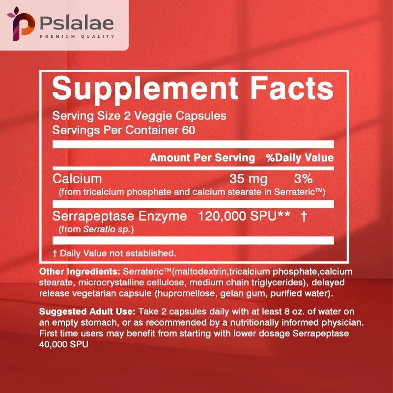 High Potency Serratiopeptidase Capsules - Supports Sinus Health and Airway Function ,and Improves Immunity Supplement