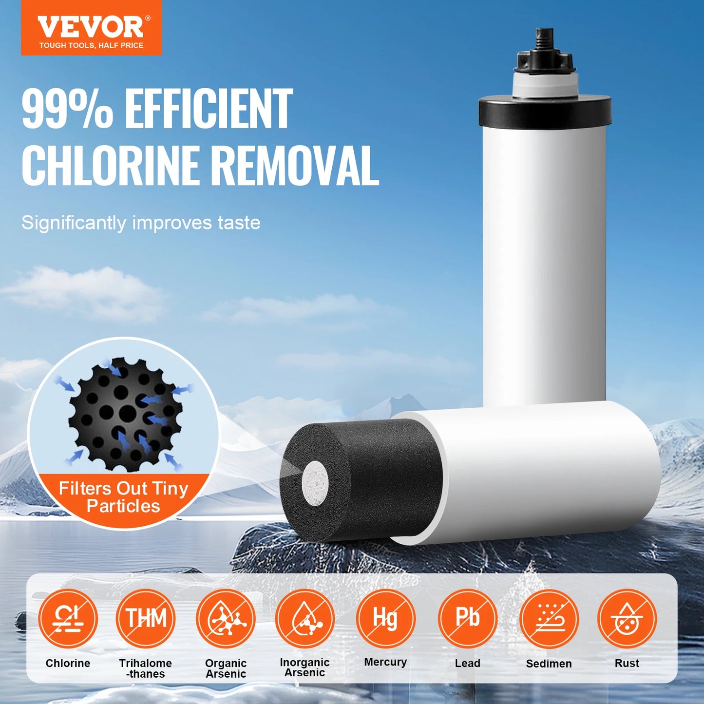 Gravity Fed Water Filter System 304 Stainless Steel Countertop