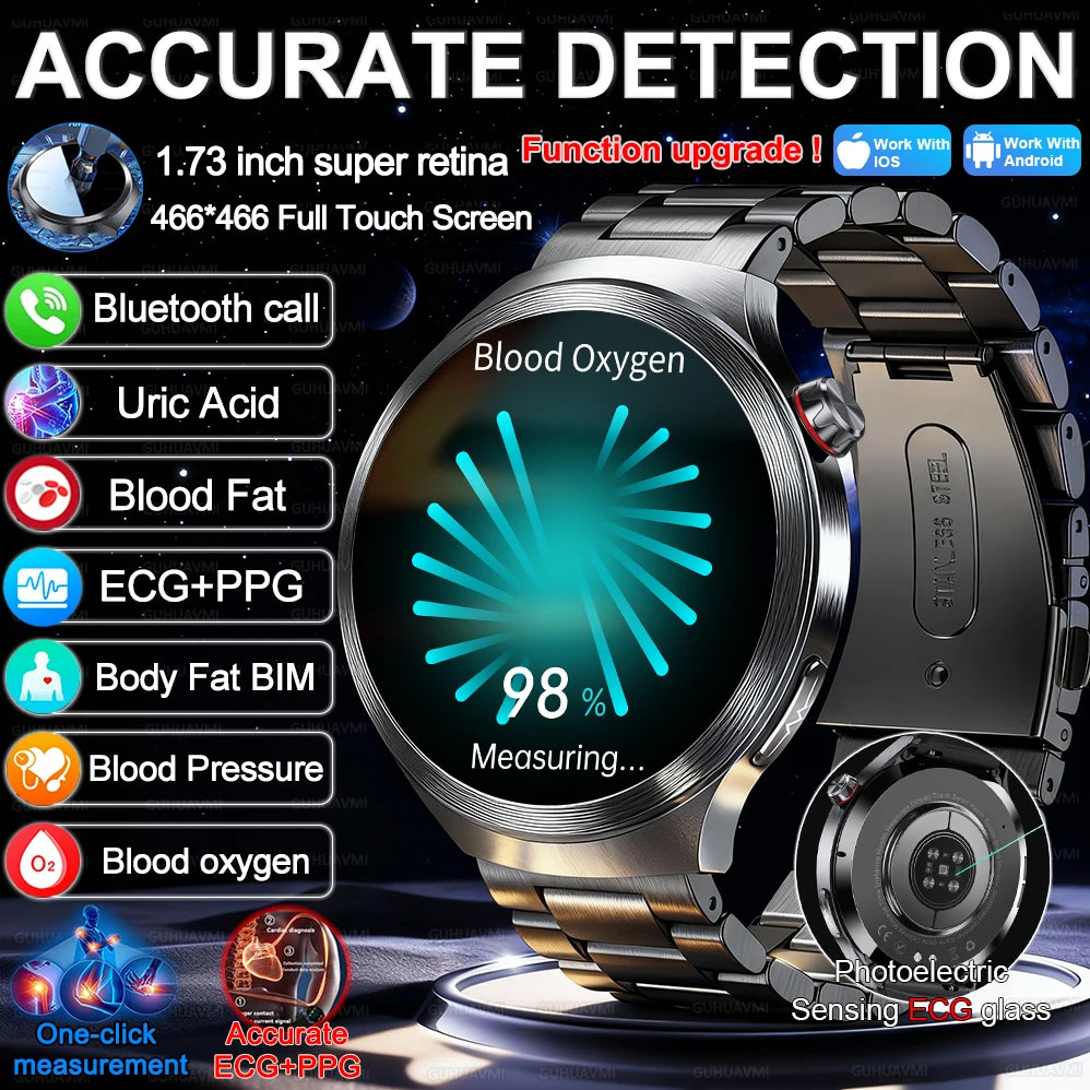 Smart Watch ECG Blood Oxygen BP Health Tracking Sapphire Screen