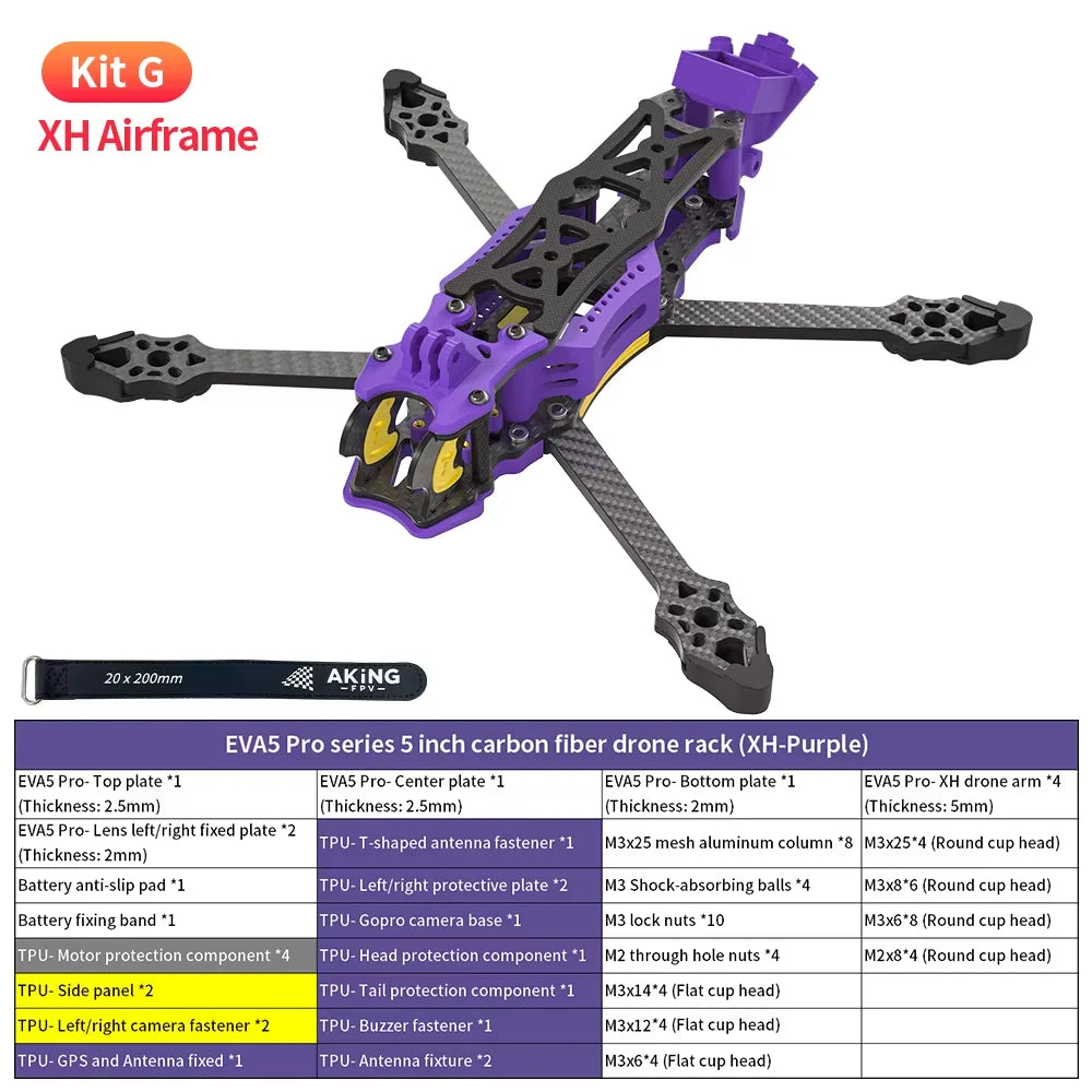 GYFPV 5 Inch DC/XH FPV Drone Frame, Freestyle Racing Quadcopter Support DJI O4 Pro Digital & Analog FPV System