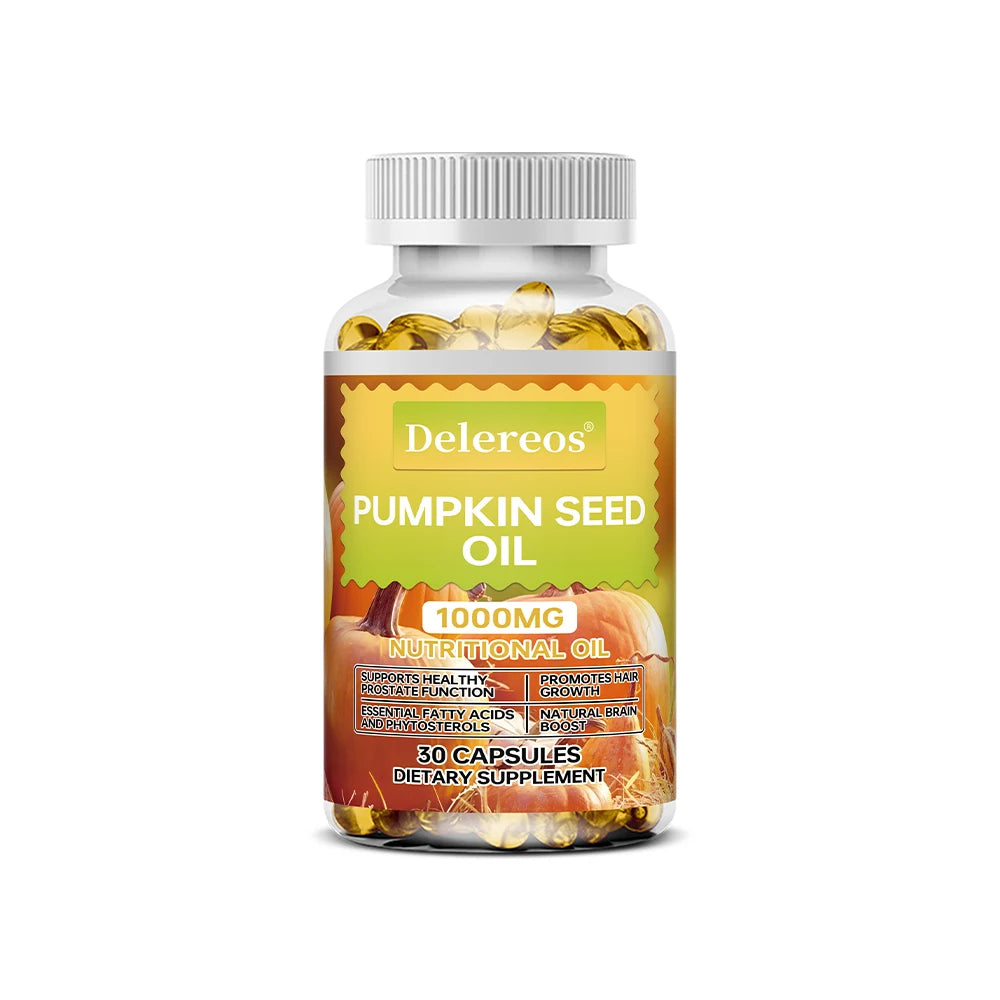 Pumpkin Seed Oil Capsules 1000mg, Supports Prostate, Urinary, Bladder & Hair Health for Men, Cardiovascular Health, Non-GMO