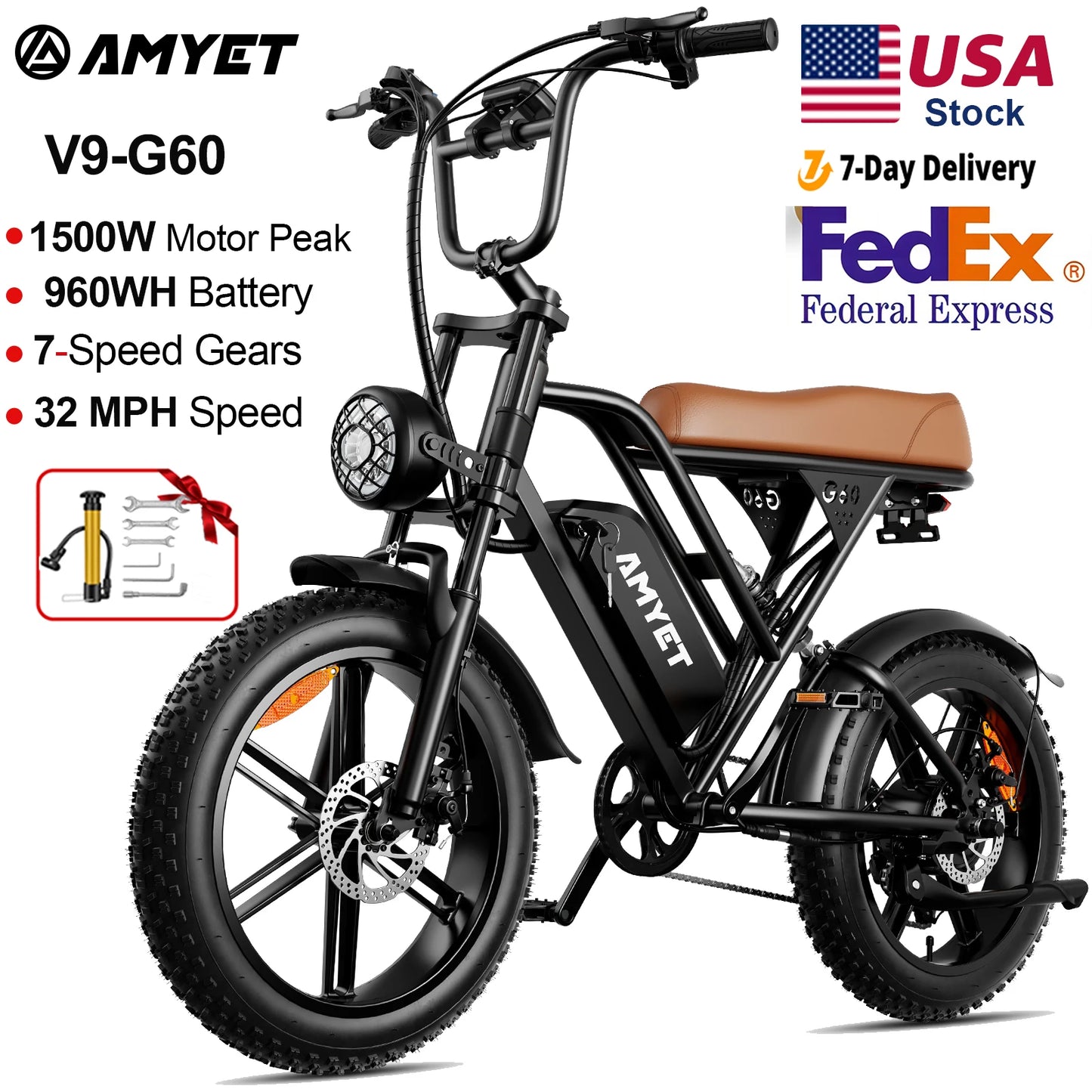 AMYET G60 1000W Electric Mountain Bike 48V 20Ah Ebike