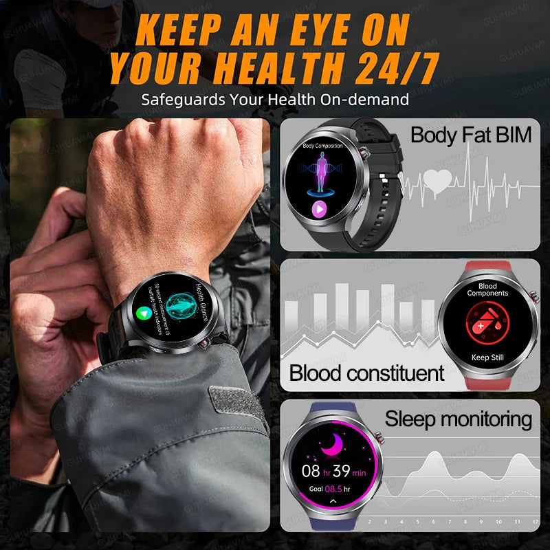 Smart Watch ECG Blood Oxygen BP Health Tracking Sapphire Screen