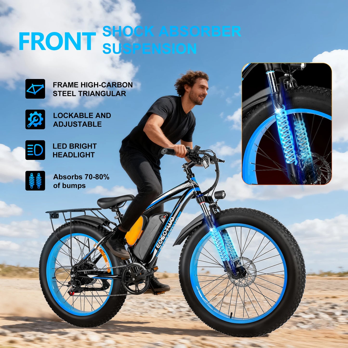 EOEOTWO Electric Bike 1500W Peak With 960Wh Battery 70 Mile