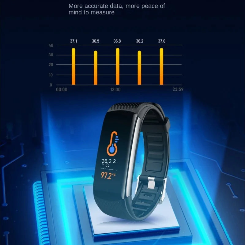 Measuring Body Temperature Blood Pressure Heart Rate Blood Oxygen Sleep Exercise Step Count Health Monitoring Smart Wristband