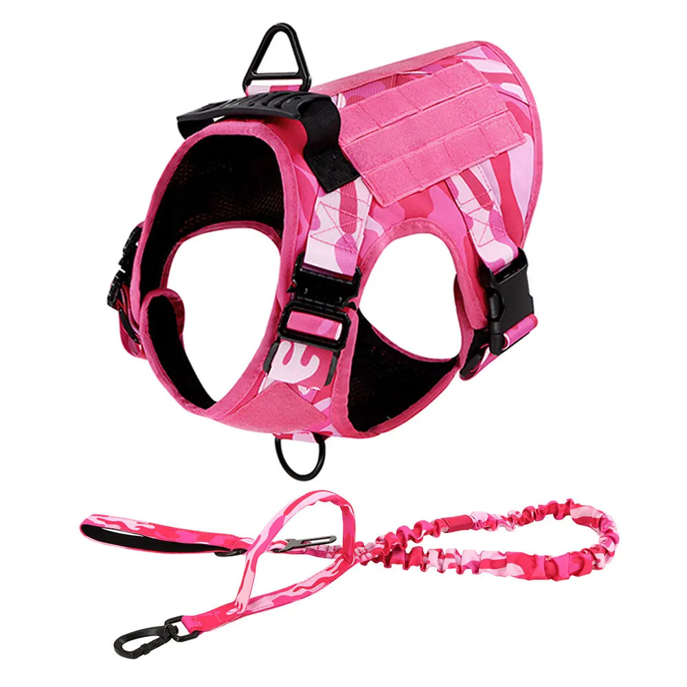 Camouflage Dog Harness Tactical Adjustable Leash For Large German Shepherds