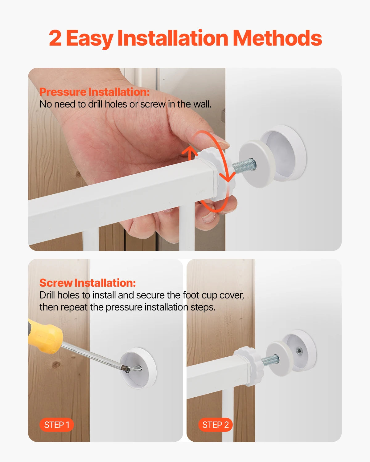 SucceBuy Baby Gate Walk-Through Pressure Mount for Pets and Kids
