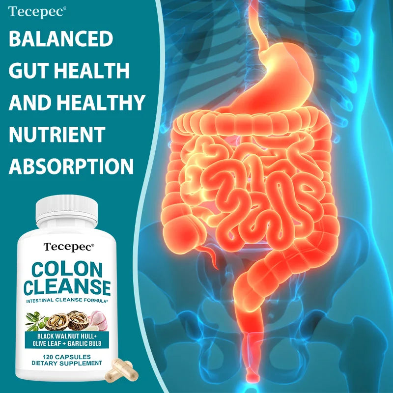 Colon Cleansing Capsules - Digestive & Gut Health Support,  Flatulence, Constipation & Bloating Relief - with Psyllium Husk
