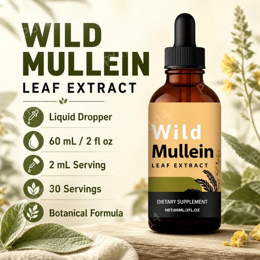 Mullein Drops Respiratory Lung Health Detox with Ginger & Lemon Extract for Smokers - Natural Lung Cleanse Mullein Leaf 60ml