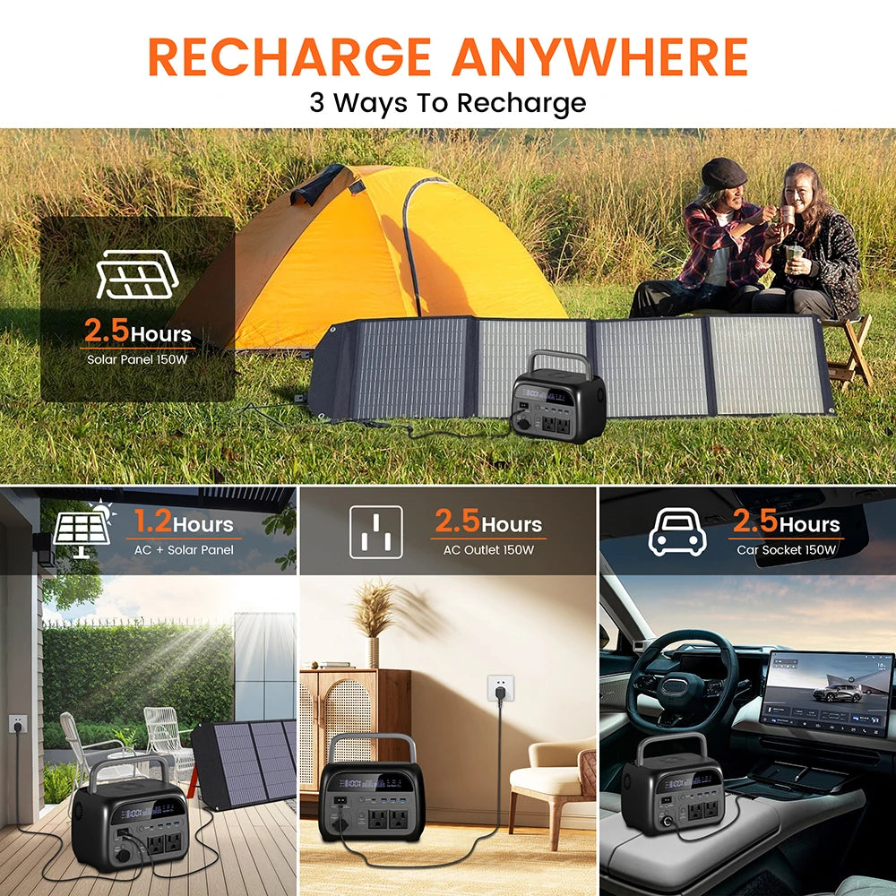 CTOLITY AP400 Camping Power Station 500W Portable Solar Generator Lifepo4