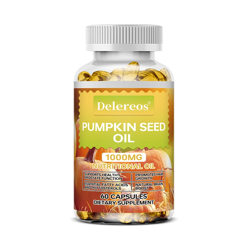 Pumpkin Seed Oil Capsules 1000mg, Supports Prostate, Urinary, Bladder & Hair Health for Men, Cardiovascular Health, Non-GMO