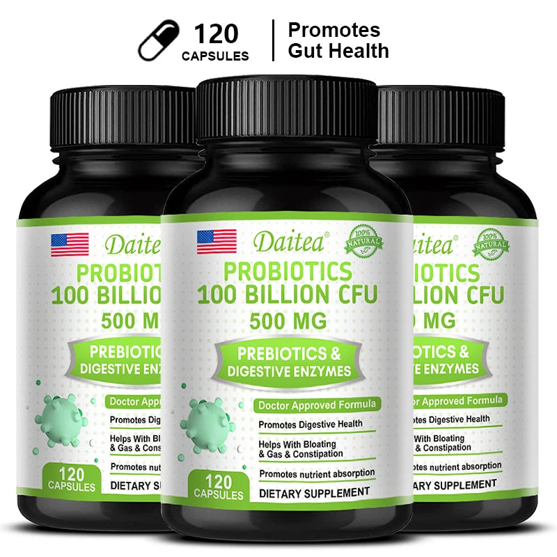 Probiotics 100 Billion CFU with Prebiotics & Digestive Enzymes, Gut Health, Digestion, Bloating Relief & Immune Support