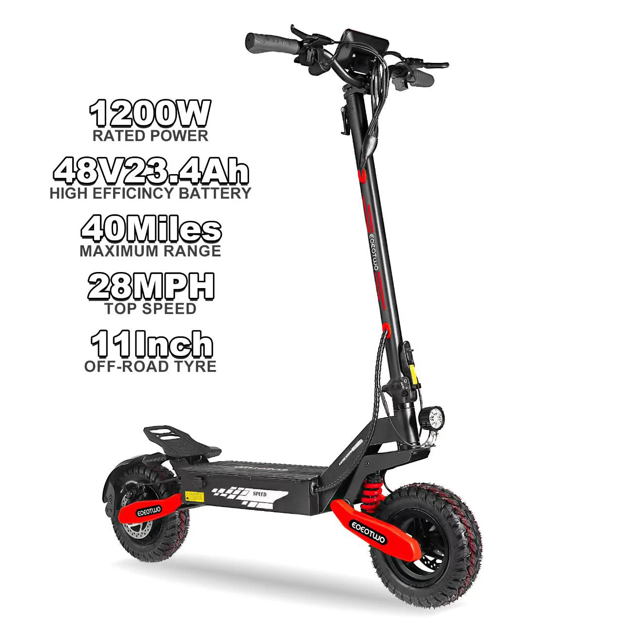 EOEOTWO 1200W Off Road Electric Scooter For Adults 48V