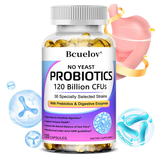 Probiotics 120 Billion CFU with Prebiotics & Digestive Enzymes, Supports Digestion, Gut Flora, Bloating Relief & Immune Health